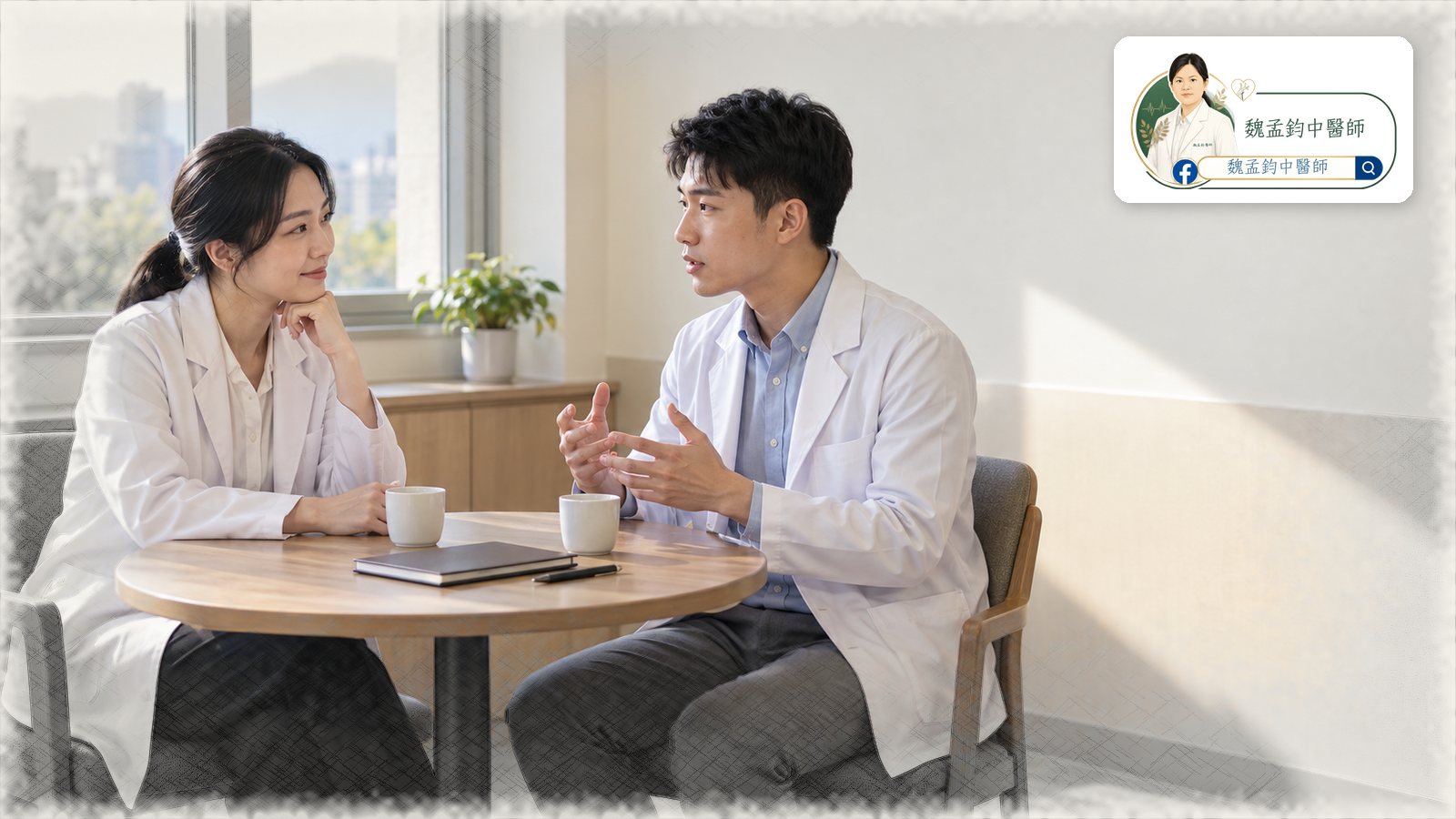 臨床教師在討論室傾聽住院醫師說明自己的臨床判斷